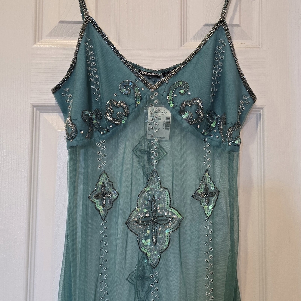 Mandee Teal Embellished Blouse